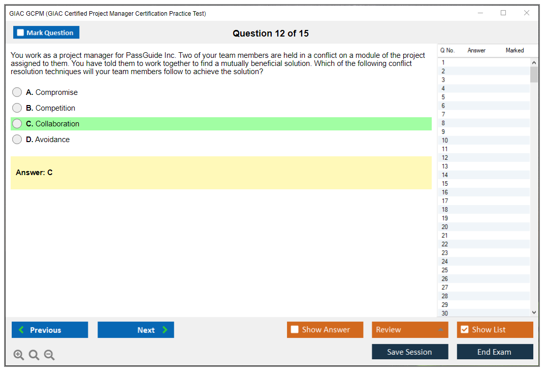 GIAC GCPM (GIAC Certified Project Manager Certification Practice Test) Simulador de exame Motor de teste Dumps de exame 12