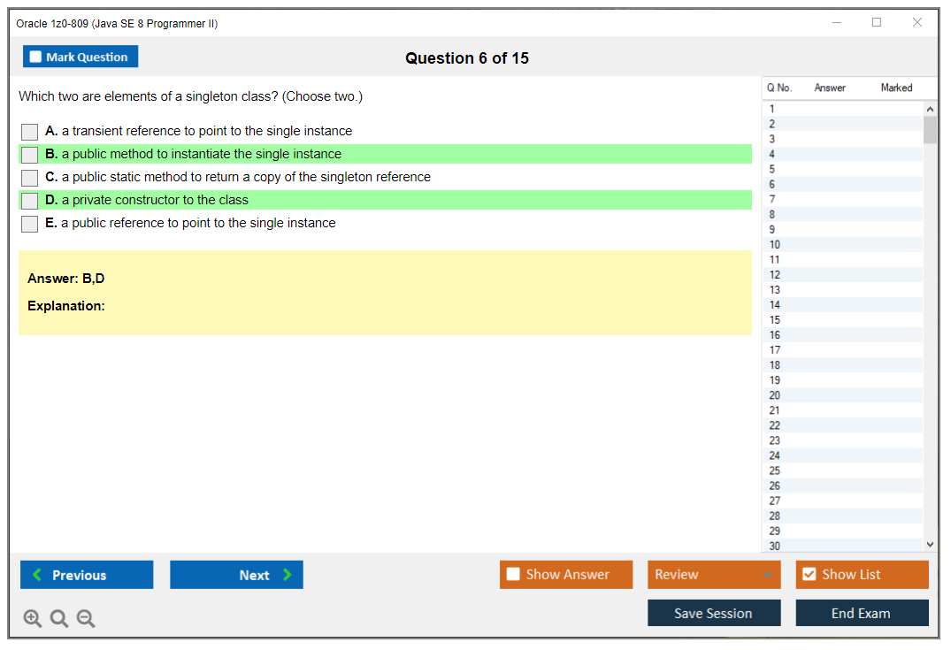 Oracle 1z0-809 (Java SE 8 Programmer II) Simulateur d'examen Moteur de test Dumps d'examen 6