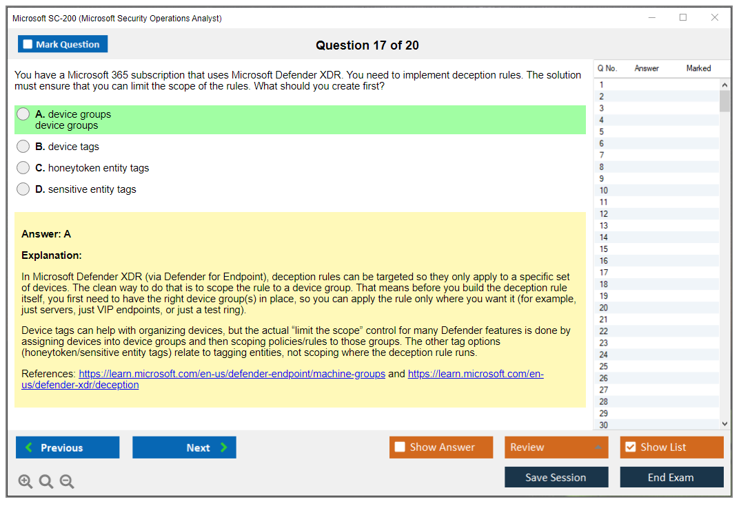 Microsoft SC-200 (Microsoft Security Operations Analyst) Prüfungs-Simulator Test Engine Prüfungs-Dumps 17