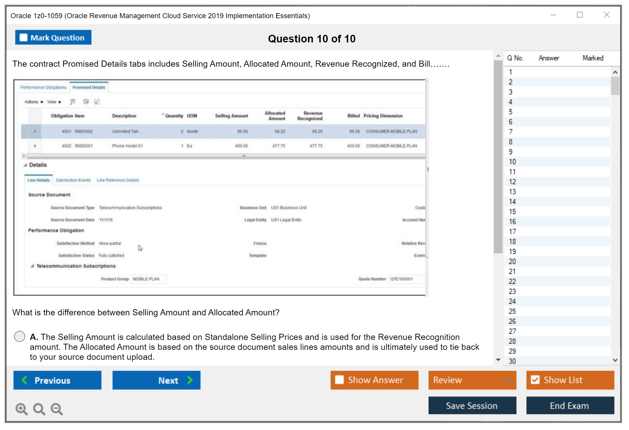 Oracle 1z0-1059 (Oracle Revenue Management Cloud Service 2019 Implementation Essentials) Prüfungs-Simulator Test Engine Prüfungs-Dumps 10