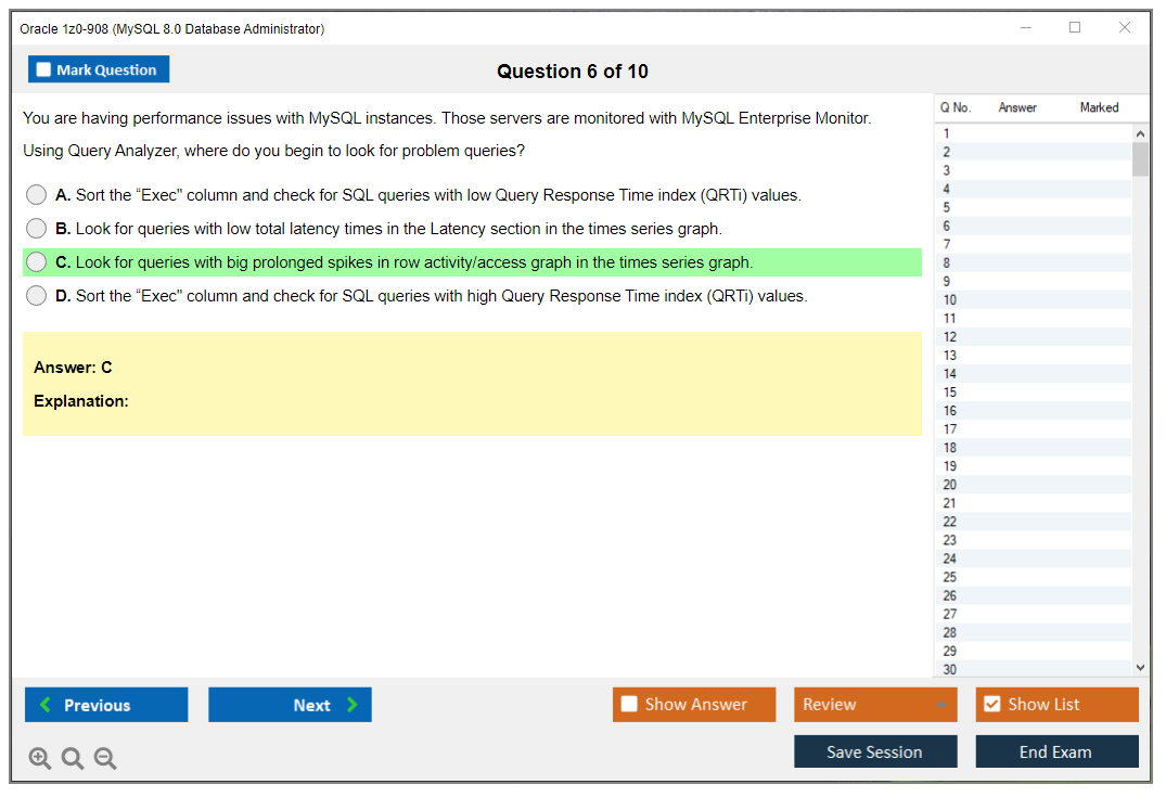 Oracle 1z0-908 (MySQL 8.0 Database Administrator) Simulador de exame Motor de teste Dumps de exame 6