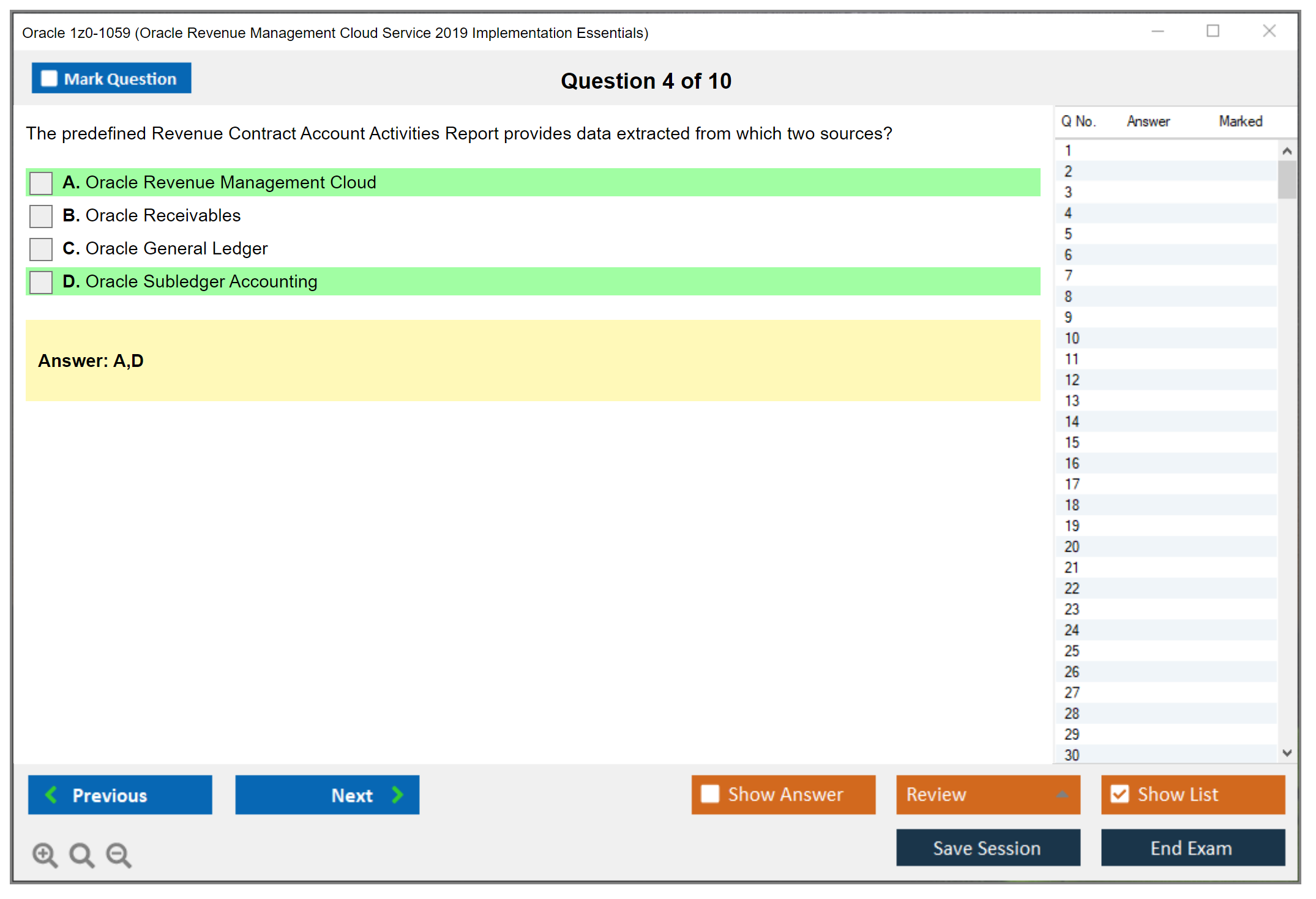 Oracle 1z0-1059 (Oracle Revenue Management Cloud Service 2019 Implementation Essentials) Prüfungs-Simulator Test Engine Prüfungs-Dumps 4