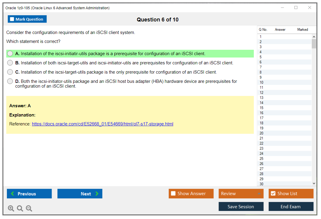 Oracle 1z0-105 (Oracle Linux 6 Advanced System Administration) Exam Simulator Test Engine Practice Exam 6