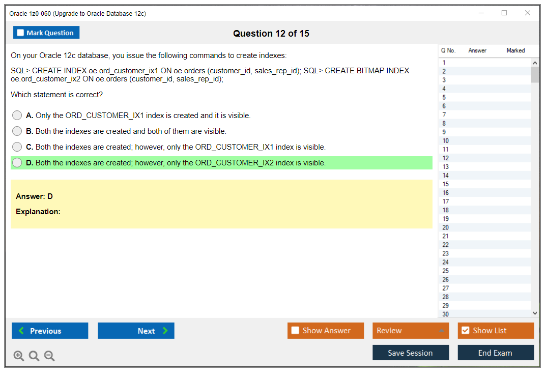 Oracle 1z0-060 (Upgrade to Oracle Database 12c) Симулятор экзамена Тестовый движок Экзаменационные дампы 12
