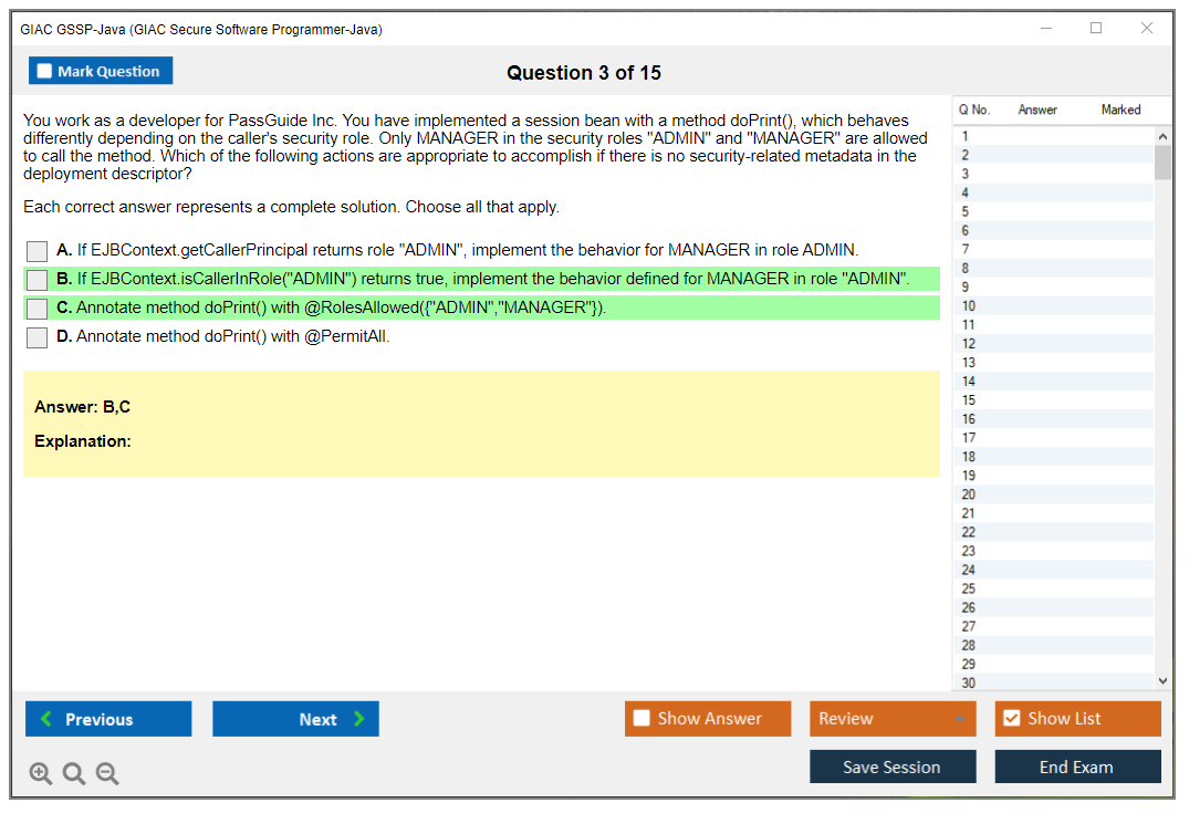 GIAC GSSP-Java (GIAC Secure Software Programmer – Java) Simulador de exame Motor de teste Dumps de exame 3