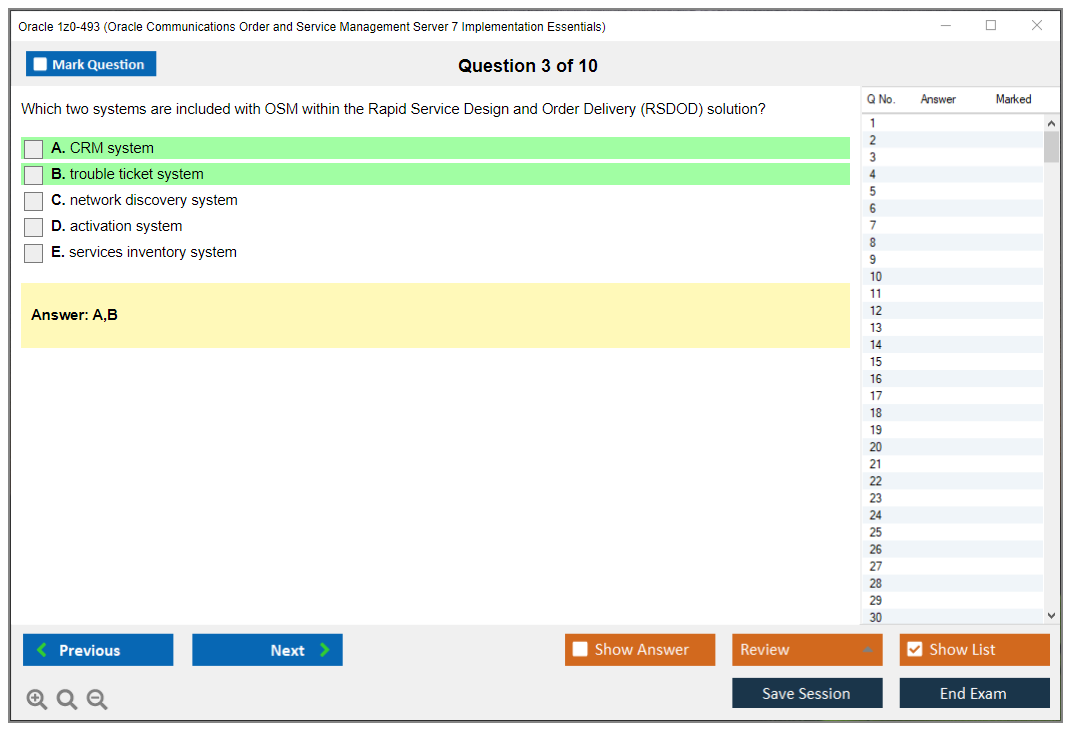 Oracle 1z0-493 (Oracle Communications Order and Service Management Server 7 Implementation Essentials) Prüfungs-Simulator Test Engine Prüfungs-Dumps 3