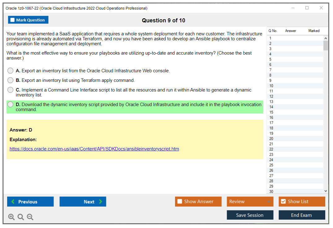 Oracle 1z0-1067-22 (Oracle Cloud Infrastructure 2022 Cloud Operations Professional) Prüfungs-Simulator Test Engine Prüfungs-Dumps 9