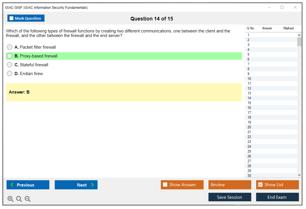 GIAC GISF (GIAC Information Security Fundamentals) Simulatore di esame Motore di test Dump degli esami 14