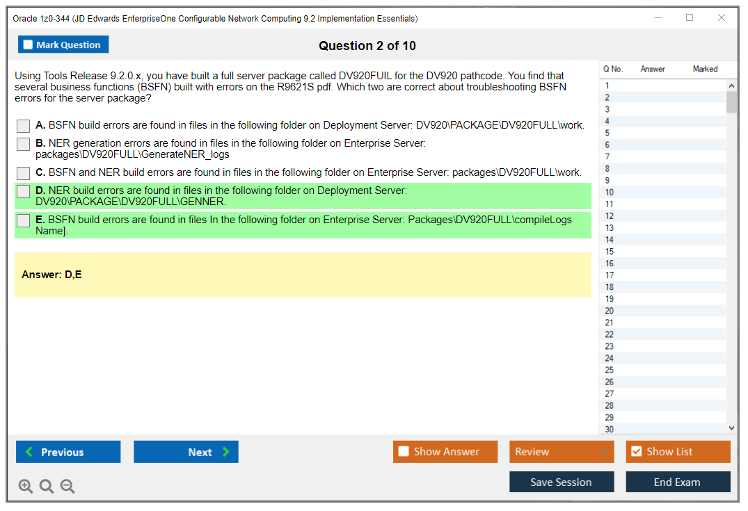 Oracle 1z0-344 (JD Edwards EnterpriseOne Configurable Network Computing 9.2 Implementation Essentials) Prüfungs-Simulator Test Engine Prüfungs-Dumps 2
